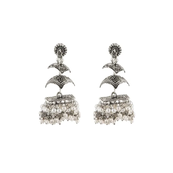 Eyra Silver Oxidised Pearl Earring Teejh Earrings