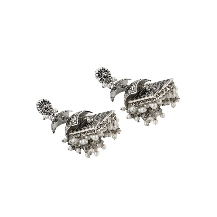 Eyra Silver Oxidised Pearl Earring Teejh Earrings