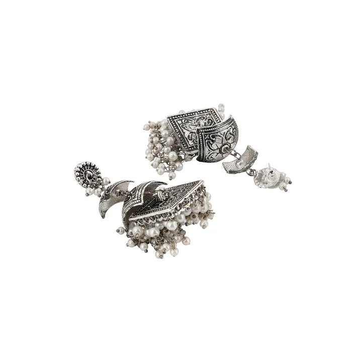 Eyra Silver Oxidised Pearl Earring Teejh Earrings
