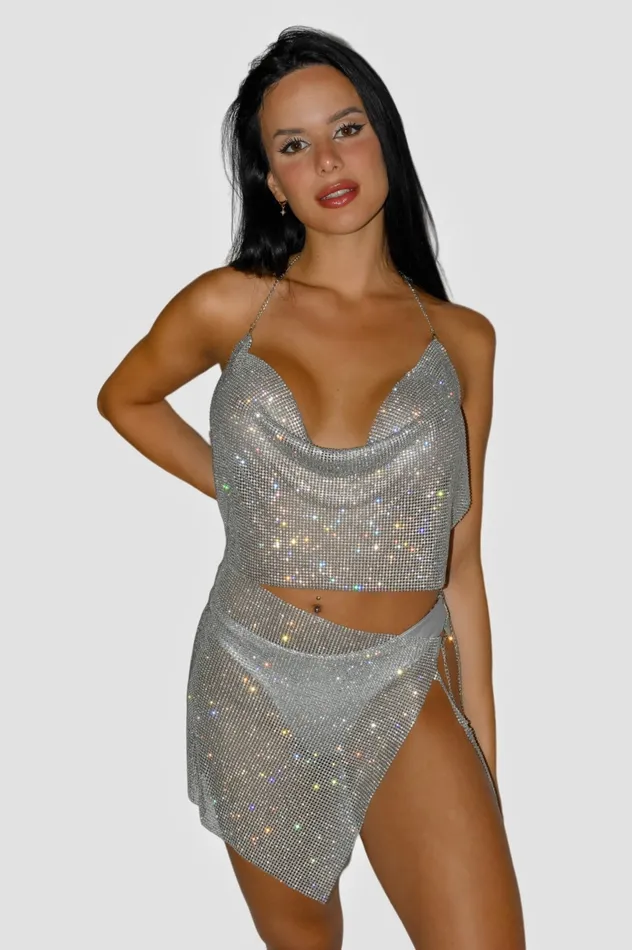 Glamour Chainmail Metallic Skirt THE LUMI SHOP Earrings