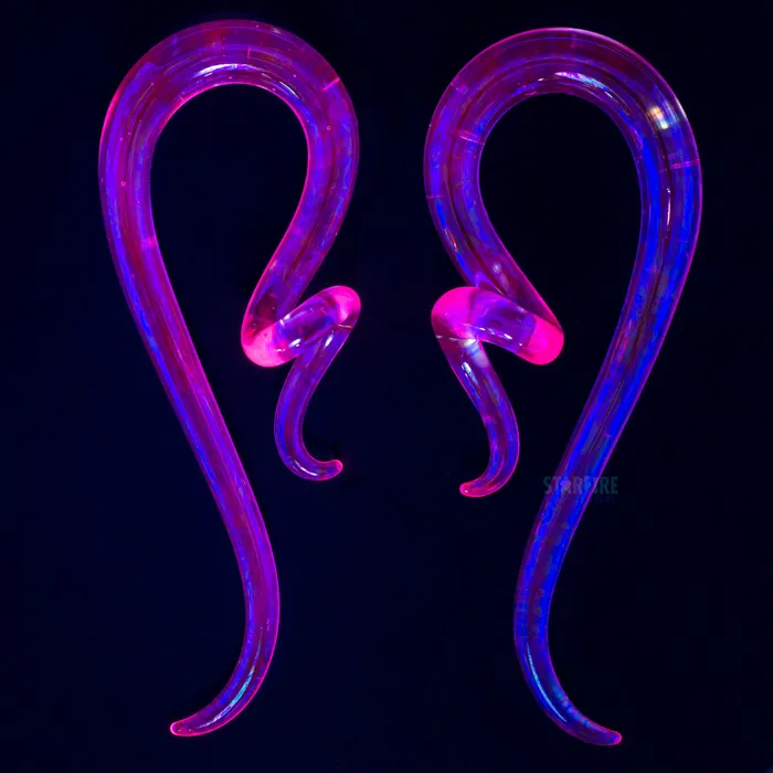 Glass Coiled Snakes Oil Slick UV Clear Pink Glassheart Glass Heart Studio Earrings