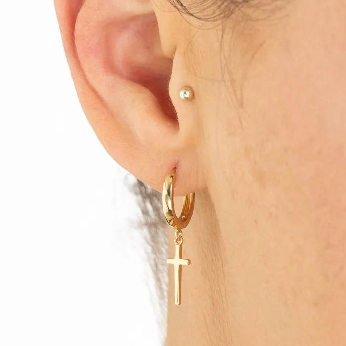 Gold Cross Hoop Earrings Scream Pretty Earrings Gold Cross Hoop Earrings Scream Pretty Earrings