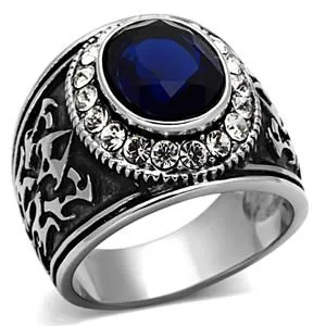 Green CJG2257 Stainless Steel Synthetic Glass Ring Rings