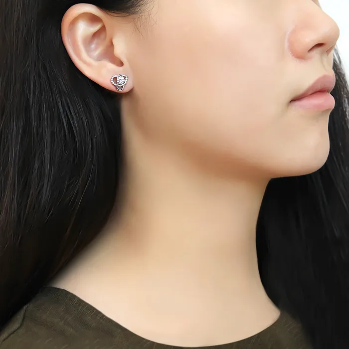 Green Earrings CJ078 Wholesale Womens Stainless Steel High polished AAA Grade CZ Clear Heart Earrings Green Earrings CJ078 Wholesale Womens Stainless Steel High polished AAA Grade CZ Clear Heart Earrings