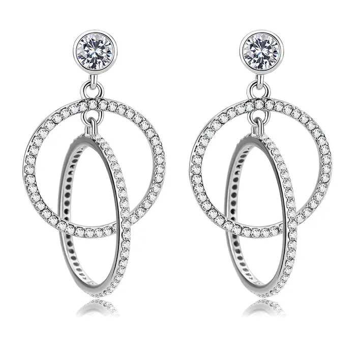 Green Earrings CJ100 Wholesale Womens Stainless Steel AAA Grade CZ Clear Intertwined Earrings Green Earrings CJ100 Wholesale Womens Stainless Steel AAA Grade CZ Clear Intertwined Earrings