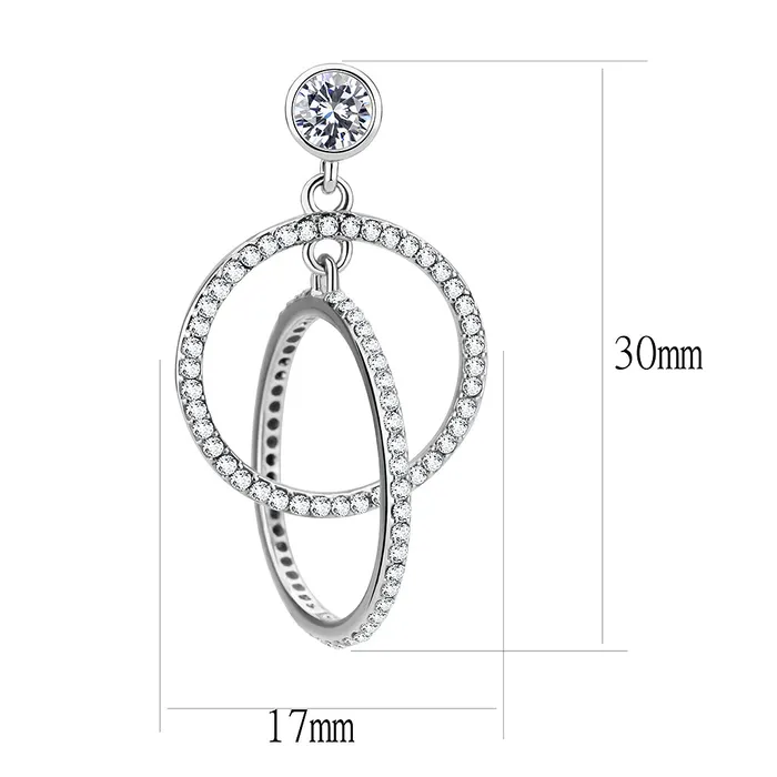 Green Earrings CJ100 Wholesale Womens Stainless Steel AAA Grade CZ Clear Intertwined Earrings Green Earrings CJ100 Wholesale Womens Stainless Steel AAA Grade CZ Clear Intertwined Earrings