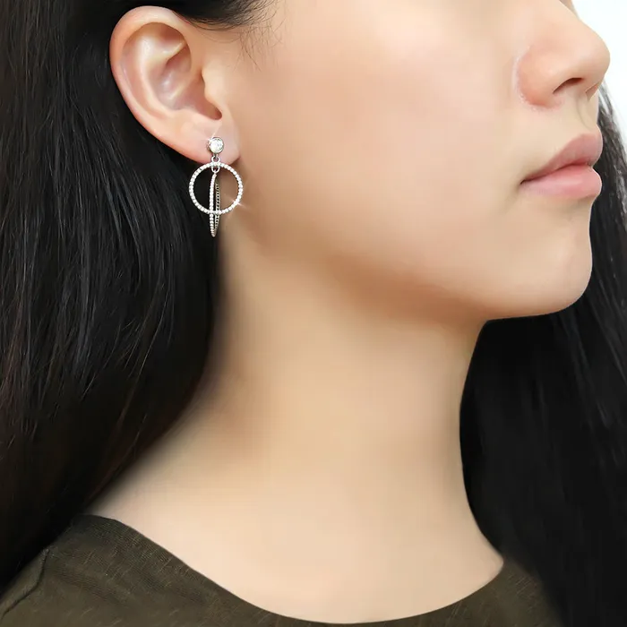Green Earrings CJ100 Wholesale Womens Stainless Steel AAA Grade CZ Clear Intertwined Earrings Green Earrings CJ100 Wholesale Womens Stainless Steel AAA Grade CZ Clear Intertwined Earrings