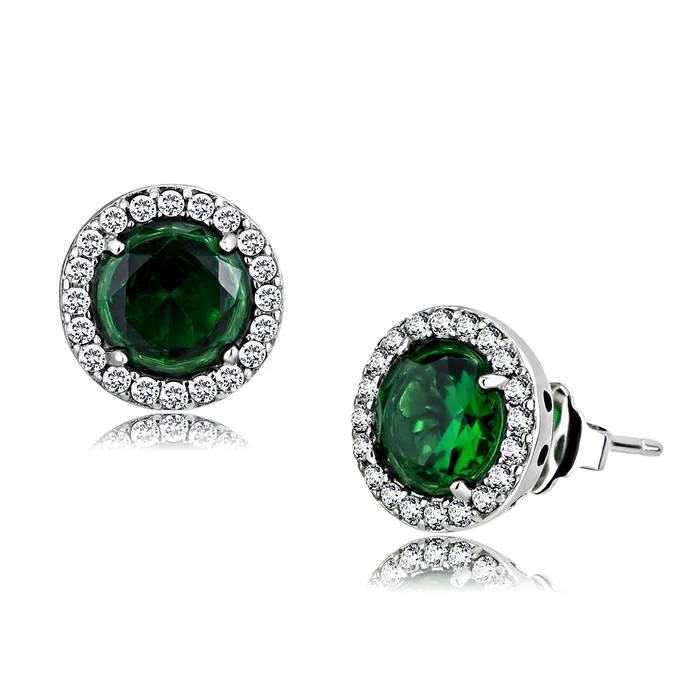 Green Earrings CJ211 Wholesale Womens Stainless Steel Synthetic Emerald Earrings Green Earrings CJ211 Wholesale Womens Stainless Steel Synthetic Emerald Earrings