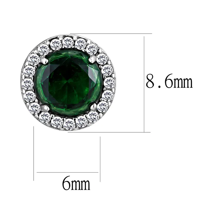 Green Earrings CJ211 Wholesale Womens Stainless Steel Synthetic Emerald Earrings Green Earrings CJ211 Wholesale Womens Stainless Steel Synthetic Emerald Earrings
