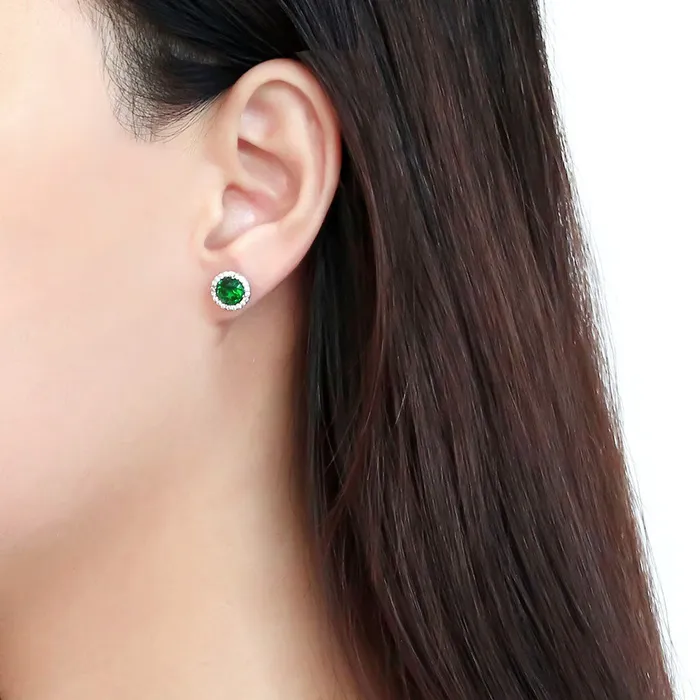Green Earrings CJ211 Wholesale Womens Stainless Steel Synthetic Emerald Earrings Green Earrings CJ211 Wholesale Womens Stainless Steel Synthetic Emerald Earrings