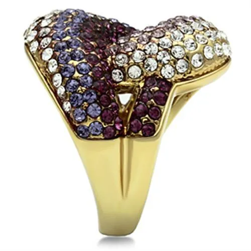 Green Rings CJ306 Wholesale Womens Brass Ring IP Gold Top Grade Crystal Multi Color Ring Green Rings CJ306 Wholesale Womens Brass Ring IP Gold Top Grade Crystal Multi Color Ring