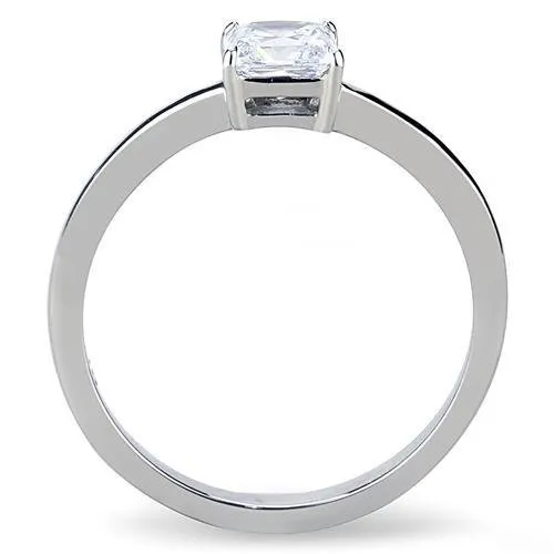 Green Rings CJ3250 Wholesale Womens Stainless Steel High polished AAA Grade CZ Clear Square Cut Minimal Ring Green Rings CJ3250 Wholesale Womens Stainless Steel High polished AAA Grade CZ Clear Square Cut Minimal Ring