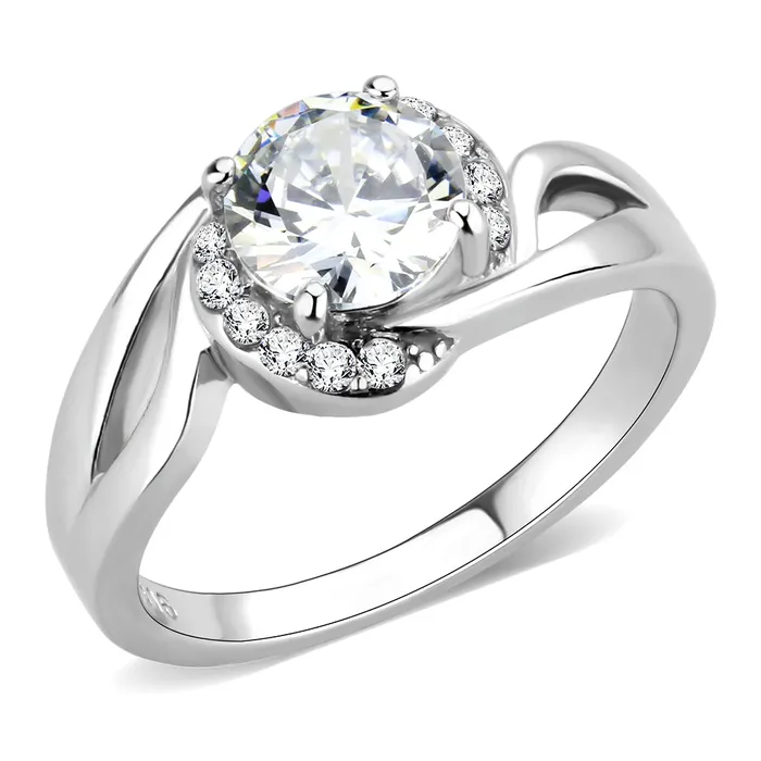Green Rings CJ3701 Wholesale Womens Stainless Steel High polished AAA Grade CZ Clear Intertwined Solitaire Minimal Ring Green Rings CJ3701 Wholesale Womens Stainless Steel High polished AAA Grade CZ Clear Intertwined Solitaire Minimal Ring