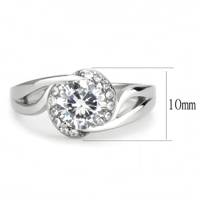 Green Rings CJ3701 Wholesale Womens Stainless Steel High polished AAA Grade CZ Clear Intertwined Solitaire Minimal Ring Green Rings CJ3701 Wholesale Womens Stainless Steel High polished AAA Grade CZ Clear Intertwined Solitaire Minimal Ring