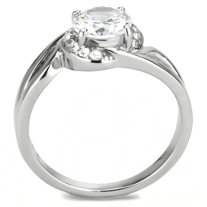 Green Rings CJ3701 Wholesale Womens Stainless Steel High polished AAA Grade CZ Clear Intertwined Solitaire Minimal Ring Green Rings CJ3701 Wholesale Womens Stainless Steel High polished AAA Grade CZ Clear Intertwined Solitaire Minimal Ring
