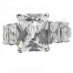 Green Rings CJ7692OS Wholesale Stainless Steel Princess CZ Engagement Ring