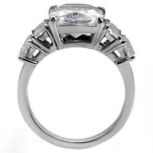 Green Rings CJ7692OS Wholesale Stainless Steel Princess CZ Engagement Ring