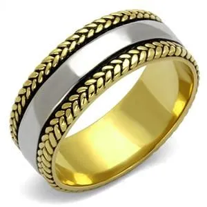 Green Rings CJE2375 Wholesale Mens TwoTone IP Gold Wedding Band