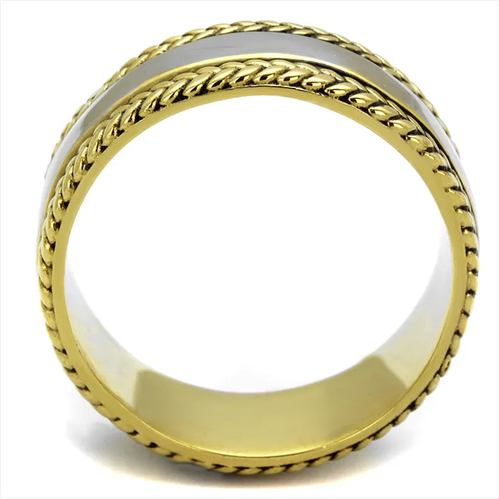 Green Rings CJE2375 Wholesale Mens TwoTone IP Gold Wedding Band