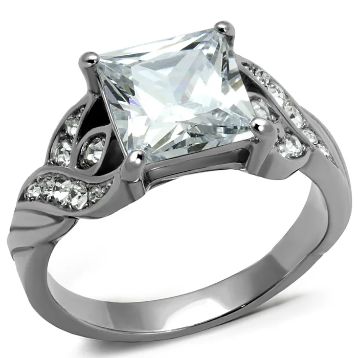 Green Rings CJE2657 Princess Cut AAA Grade CZ Engagement Ring