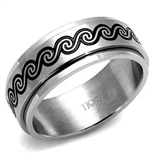 Green Rings CJE2930 Wholesale Mens Stainless Steel Jet Epoxy Wave Design Band Green Rings CJE2930 Wholesale Mens Stainless Steel Jet Epoxy Wave Design Band