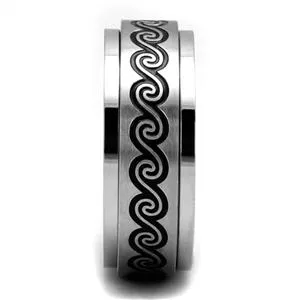 Green Rings CJE2930 Wholesale Mens Stainless Steel Jet Epoxy Wave Design Band Green Rings CJE2930 Wholesale Mens Stainless Steel Jet Epoxy Wave Design Band