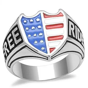 Green Rings CJE3192 Wholesale Mens Stainless Steel Epoxy Patriotic Free Rider Biker Ring Green Rings CJE3192 Wholesale Mens Stainless Steel Epoxy Patriotic Free Rider Biker Ring