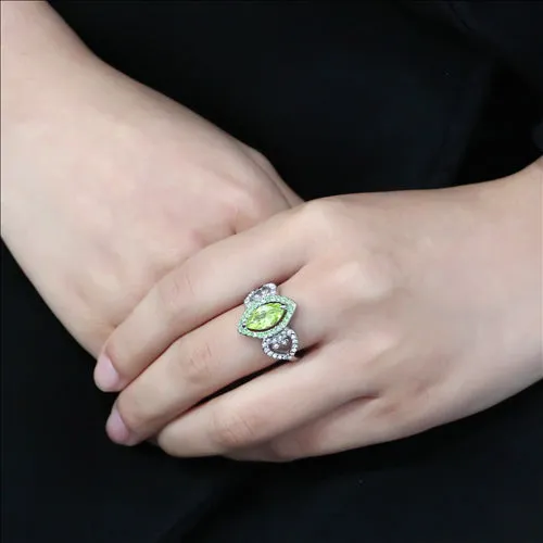Green Rings CJE3579 Wholesale Womens Stainless Steel No Plating AAA Grade CZ Apple Green Ring