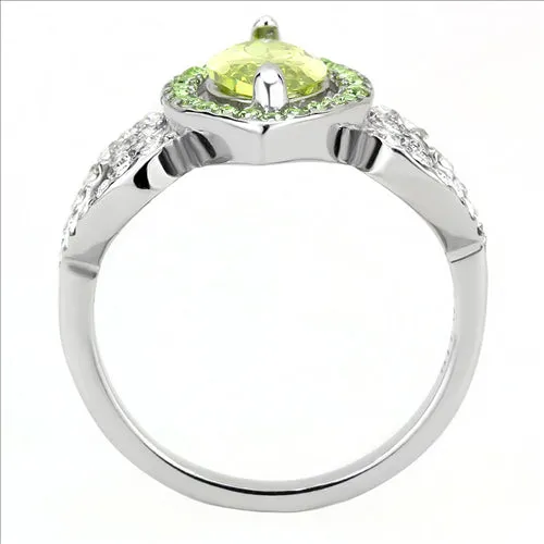 Green Rings CJE3579 Wholesale Womens Stainless Steel No Plating AAA Grade CZ Apple Green Ring