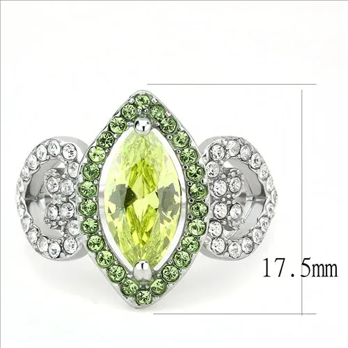 Green Rings CJE3579 Wholesale Womens Stainless Steel No Plating AAA Grade CZ Apple Green Ring