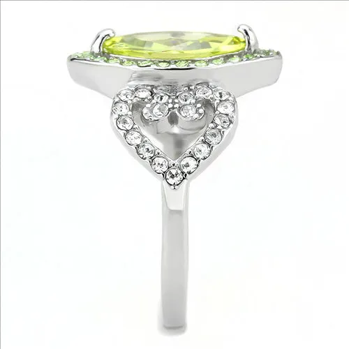 Green Rings CJE3579 Wholesale Womens Stainless Steel No Plating AAA Grade CZ Apple Green Ring