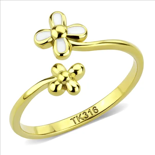 Green Rings CJE3631 Wholesale Womens Stainless Steel IP Gold Minimal Daisy Ring Green Rings CJE3631 Wholesale Womens Stainless Steel IP Gold Minimal Daisy Ring
