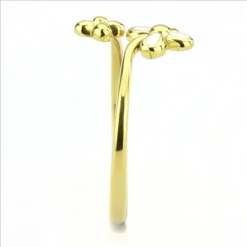 Green Rings CJE3631 Wholesale Womens Stainless Steel IP Gold Minimal Daisy Ring