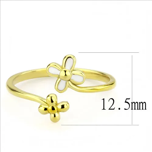Green Rings CJE3631 Wholesale Womens Stainless Steel IP Gold Minimal Daisy Ring