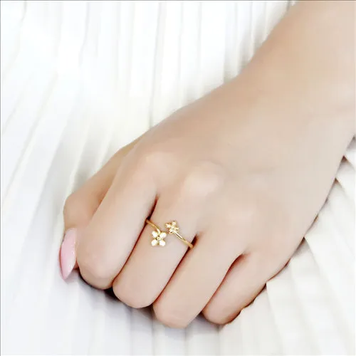 Green Rings CJE3631 Wholesale Womens Stainless Steel IP Gold Minimal Daisy Ring