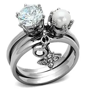 Green Rings CJG2391 Stainless Steel AAA Grade CZ Ring
