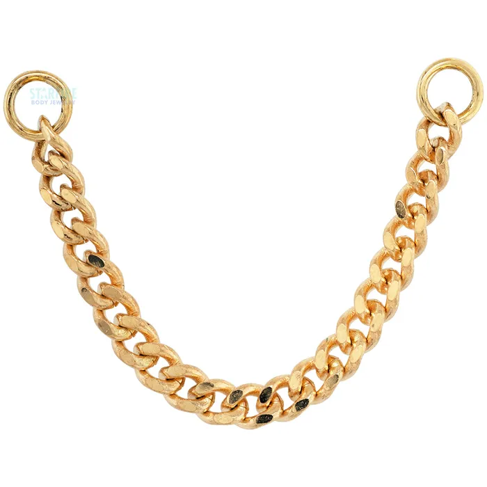 Hialeah Fine Jewelry Earrings Diamond Cut Curb Chain Attachment in Gold