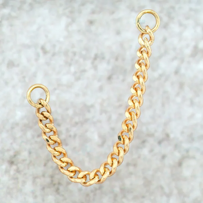 Hialeah Fine Jewelry Earrings Diamond Cut Curb Chain Attachment in Gold