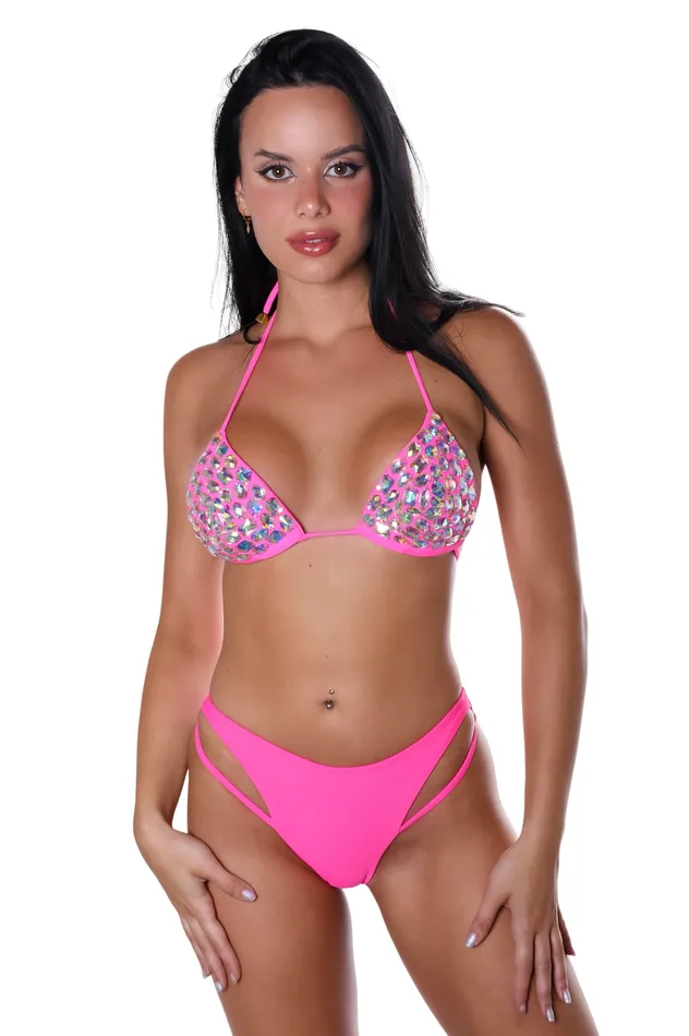 Hot Pink Disco Rhinestone Set THE LUMI SHOP Earrings