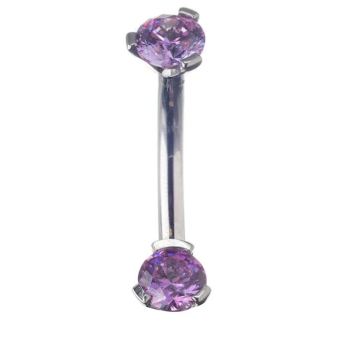 Industrial Strength IS 3 ProngSet Faceted Gem Navel Curve Earrings