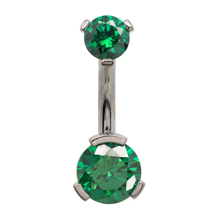 Industrial Strength IS 3 ProngSet Faceted Gem Navel Curve Earrings