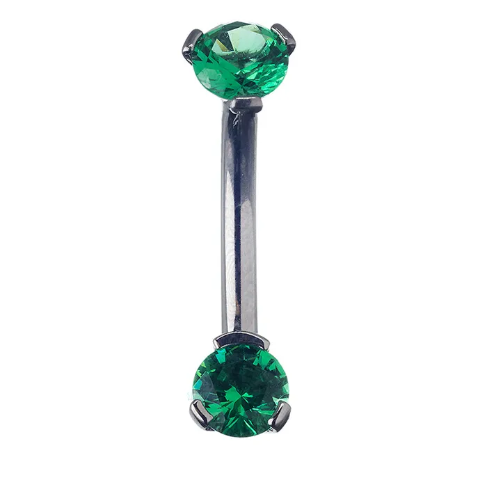Industrial Strength IS 3 ProngSet Faceted Gem Navel Curve Earrings