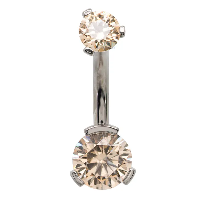 Industrial Strength IS 3 ProngSet Faceted Gem Navel Curve Earrings