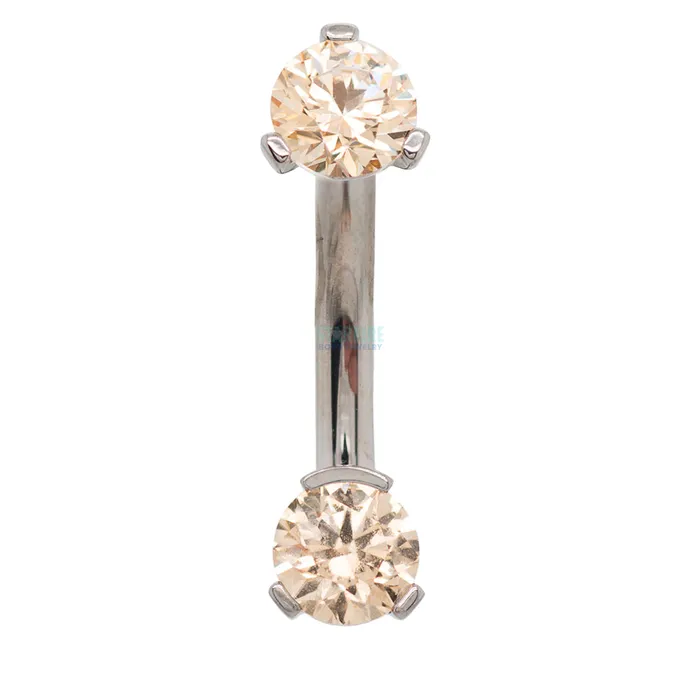 Industrial Strength IS 3 ProngSet Faceted Gem Navel Curve Earrings