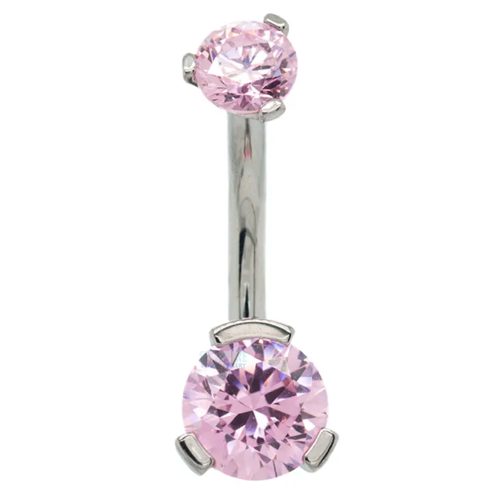 Industrial Strength IS 3 ProngSet Faceted Gem Navel Curve Earrings