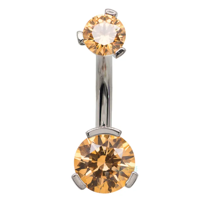 Industrial Strength IS 3 ProngSet Faceted Gem Navel Curve Earrings