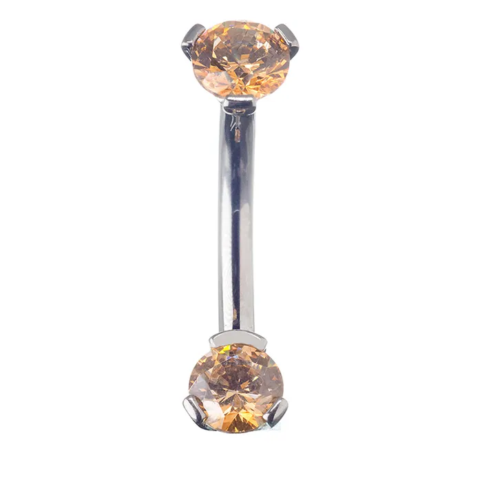 Industrial Strength IS 3 ProngSet Faceted Gem Navel Curve Earrings