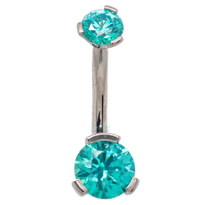 Industrial Strength IS 3 ProngSet Faceted Gem Navel Curve Earrings