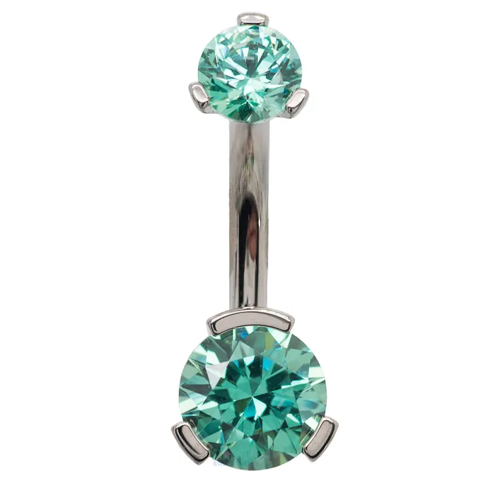 Industrial Strength IS 3 ProngSet Faceted Gem Navel Curve Earrings