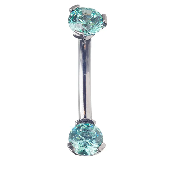 Industrial Strength IS 3 ProngSet Faceted Gem Navel Curve Earrings